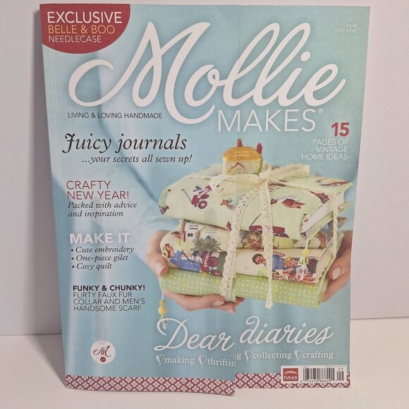 Mollie Makes UK Magazine 2011 Issue 9 Book Journal Covers Embroidery No Kit - Picture 1 of 8